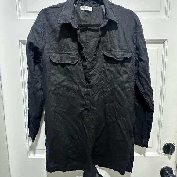 Mikoh Revolve Elegant Black 100% Linen Shirt Romper SIZE 2 M EUC - Picture 2 of 7